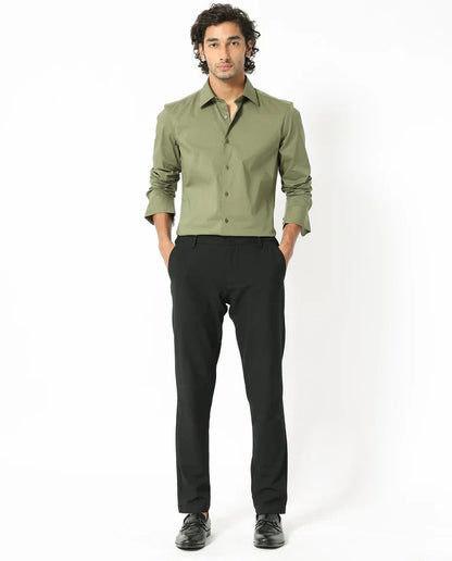 COTTON STRETCH PLAIN SHIRT BENEDICT - LIGHT OLIVE