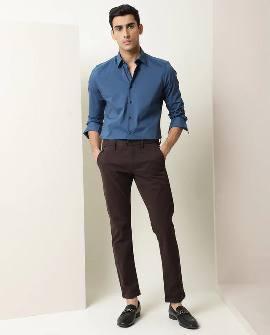 COTTON STRETCH PLAIN SHIRT BENEDICT - BLUE