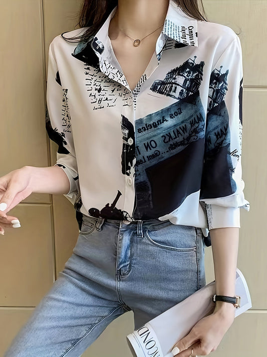 WesternStitch Women's Monochrome Vintage Print Shirt WesternStitch