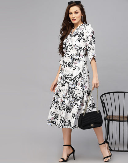 WesternStitch Women's Crepe Floral Printed Ruffled Western Maxi Dress WesternStitch