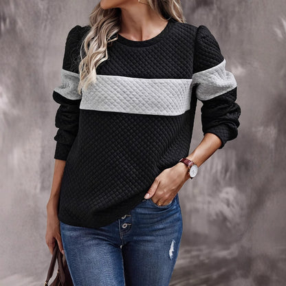 Round Neck Long Sleeve Texture Hoodie