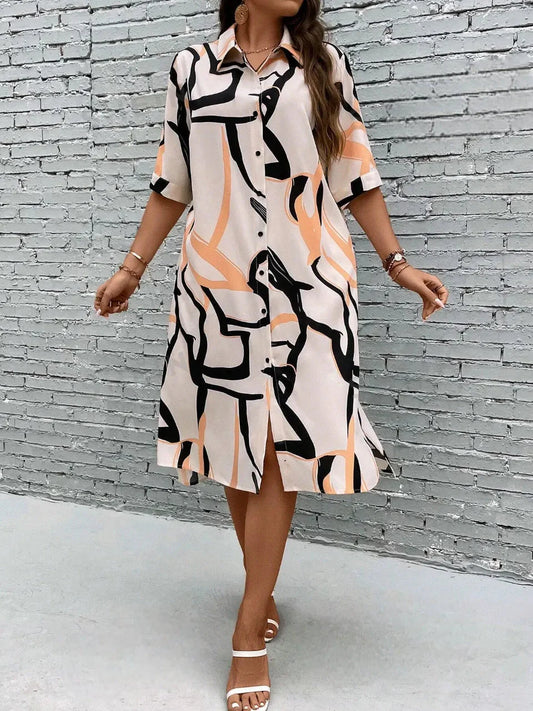 WesternStitch Plus Allover Print Button Front Shirt Dress WesternStitch