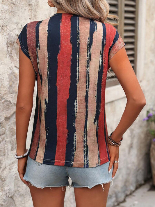 WesternStitchSleeves Round Neckline Relaxed Fit Top For Women & Girls 