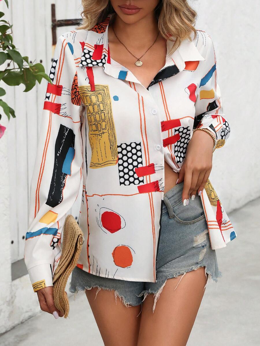 Stylish Abstract Print Rayon Shirt for Women WesternStitch