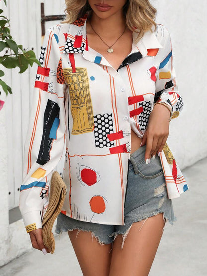 Stylish Abstract Print Rayon Shirt for Women WesternStitch