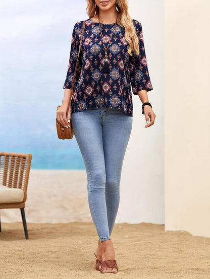 Women's Printed Rayon Shirt Top for Women WesternStitch