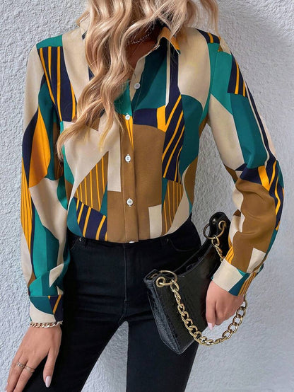 Modern Geometric Print Rayon Shirt for Women WesternStitch