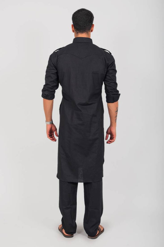 Bluesaanchi pathani black color kurta with trouser pant